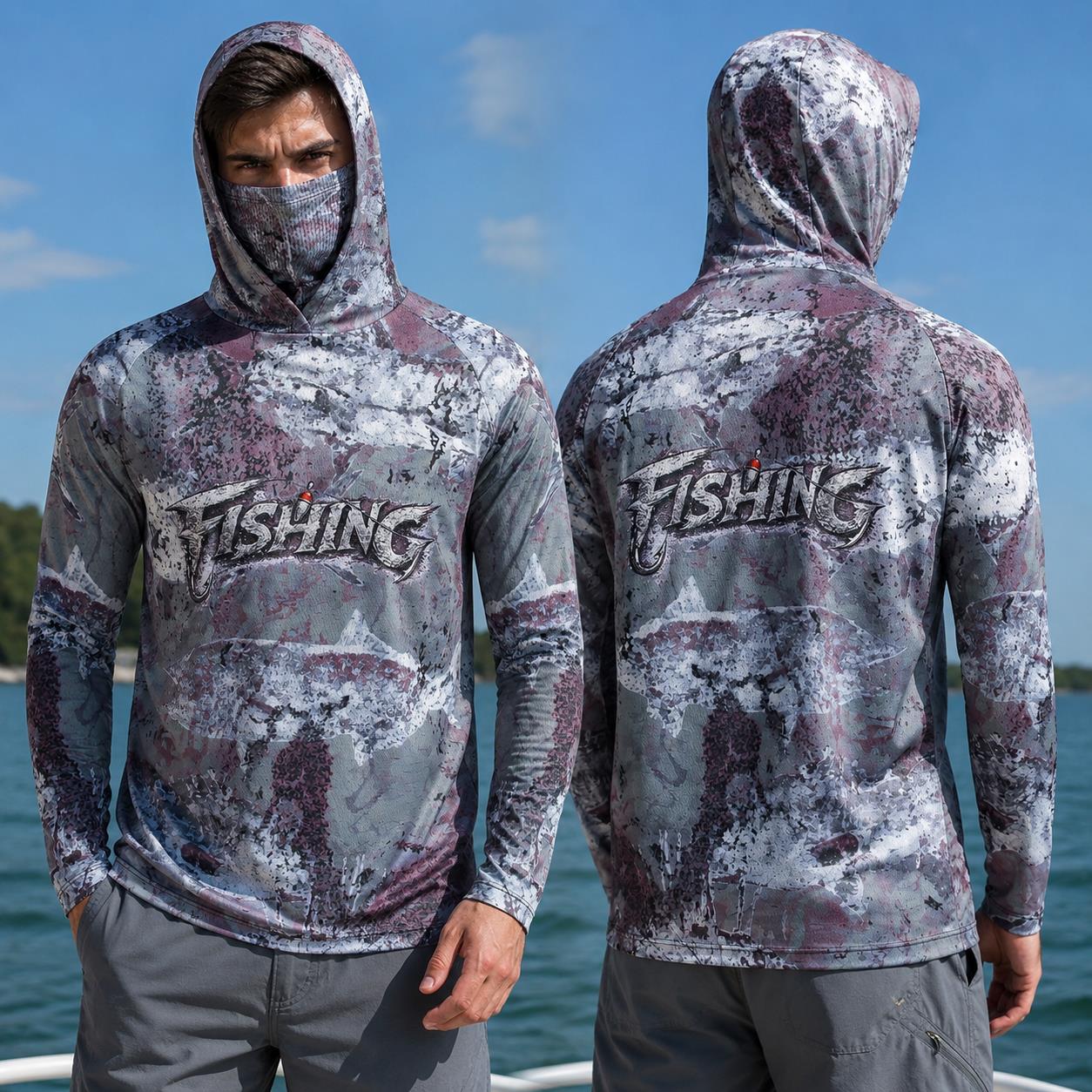 Fishing Mask Sun Protection - Kaos Mancing Berkerudung Pria Pakaian Memancing