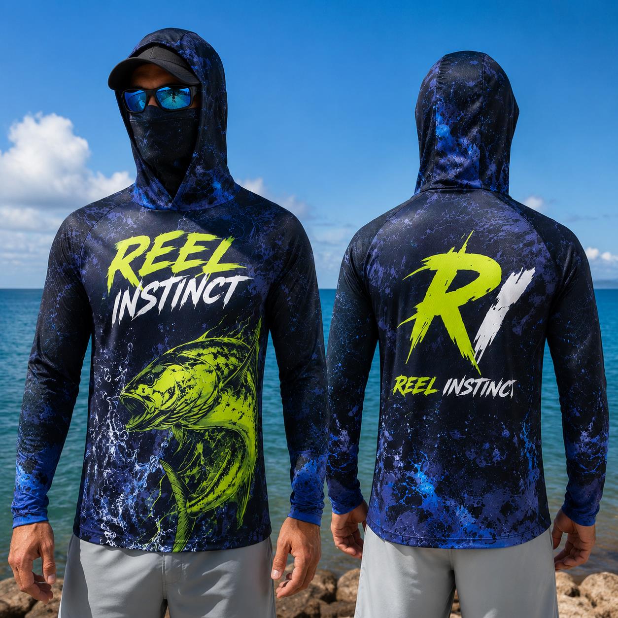 Kaos Hoodie Pancing Pria Lenga - Fishing Mask Sun Protection ulasan dan harga