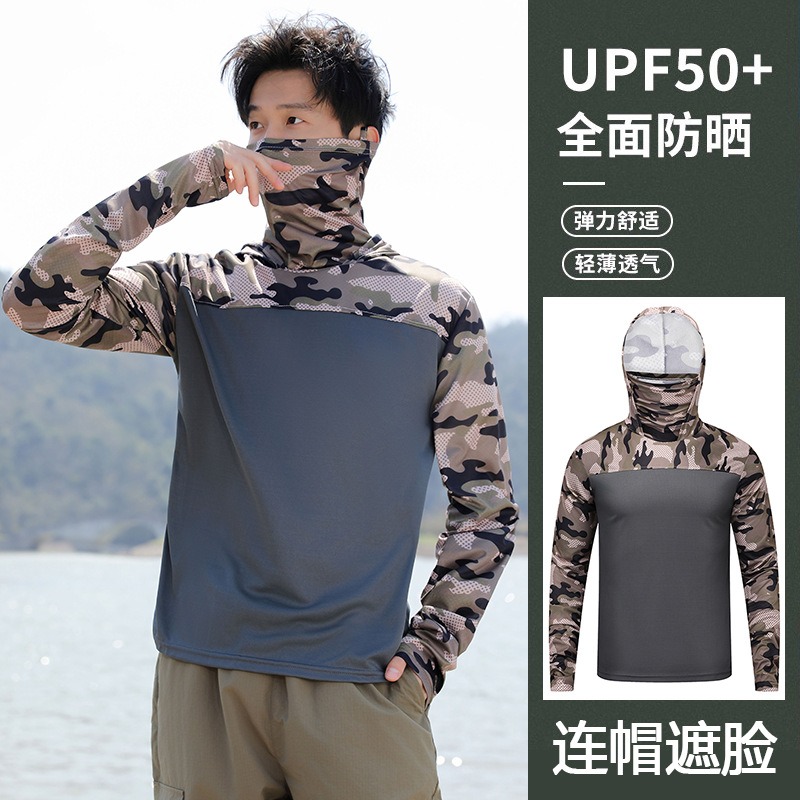 Kaos Mancing Berkerudung Pria, - Fishing Mask Sun Protection ulasan dan harga