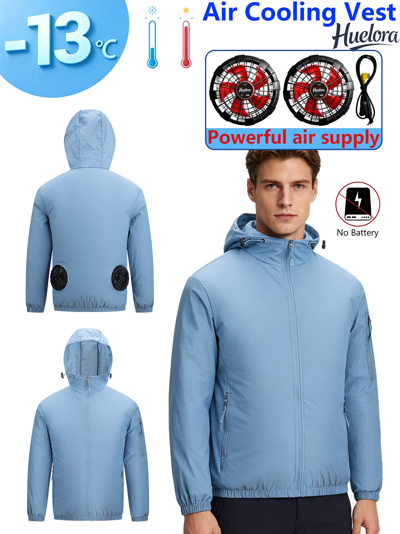 Jaket Pendingin USB Berkerudun - Fishing Hoodie ulasan dan harga