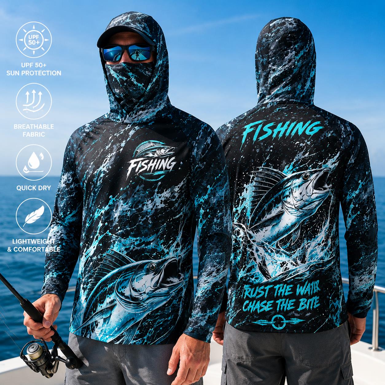 Kaos Pancing Pria Berkerudung, - Fishing Hoodie ulasan dan harga