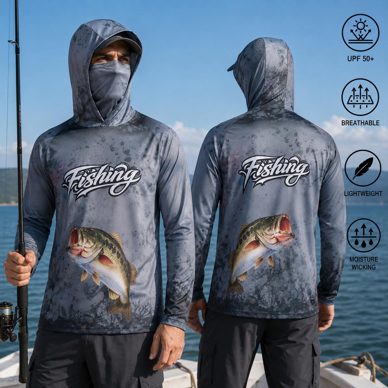 Kaos Mancing Berkerudung Pria  - Fishing Mask Sun Protection ulasan dan harga