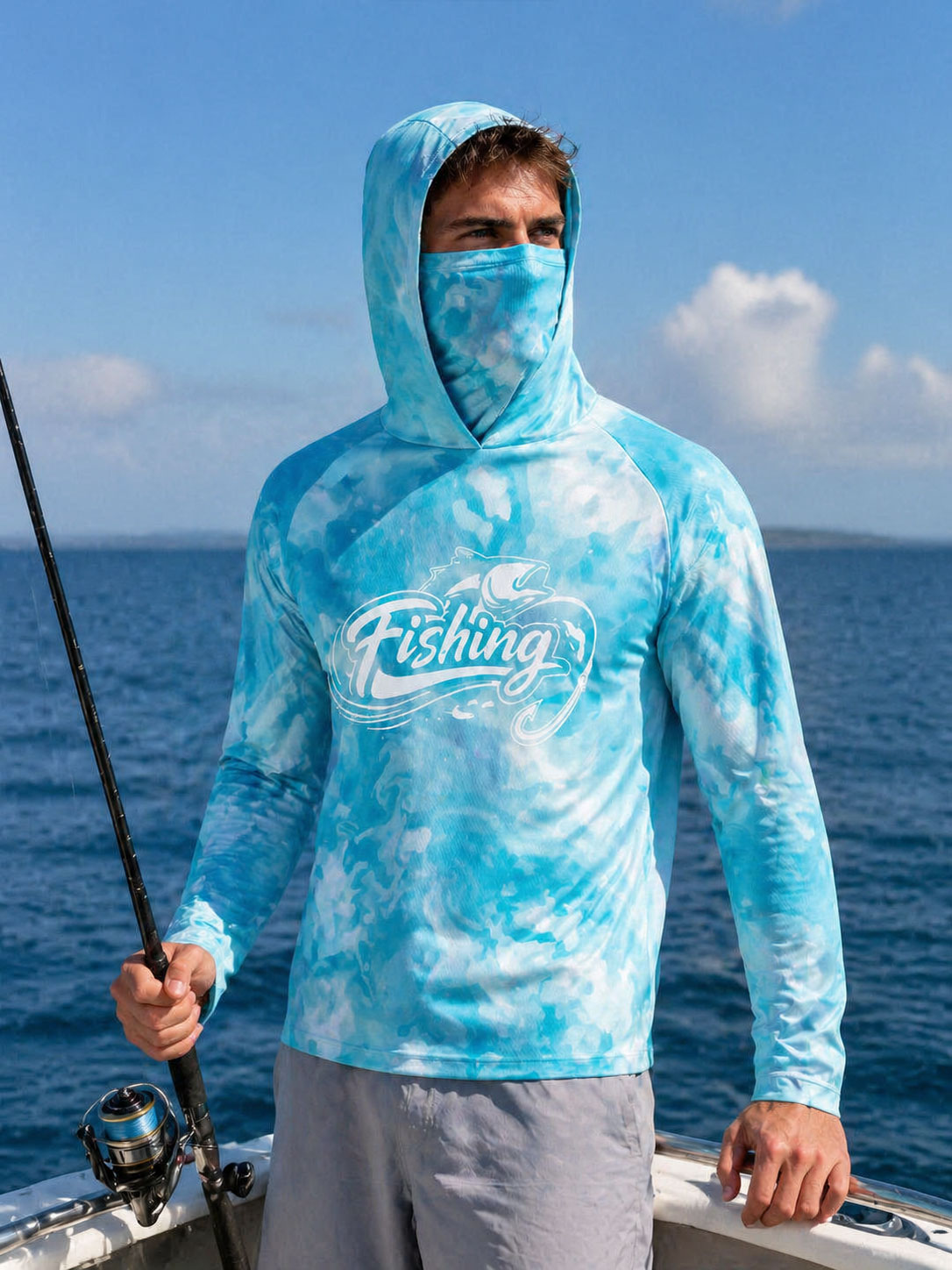 Kaos Mancing Berkerudung Pria  - Fishing Mask Sun Protection ulasan dan harga