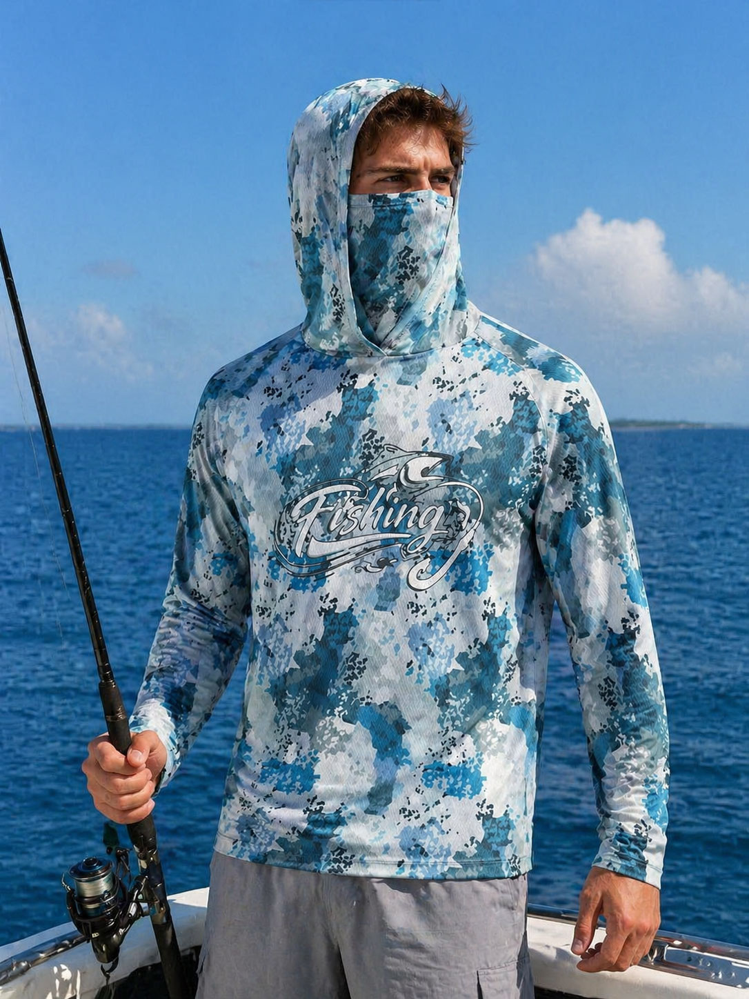Kaos Mancing Berkerudung Pria  - Fishing Mask Sun Protection ulasan dan harga